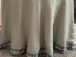 Custom linen table skirt for 48"dia table